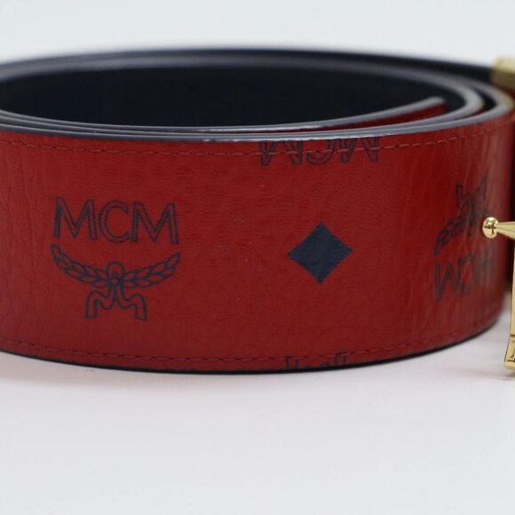 MCM Claus M Reversible Logo Belt Red & Blue Size 40 - Picture 7 of 15